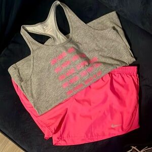 NIKE Gray and Hot Pink Women's Athletic Wear Set